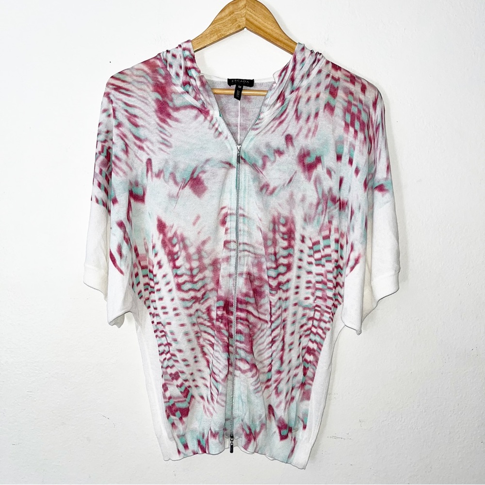 Escada Sport | Knit Zip Front Short Sleeve Thin Cardigan Sz M